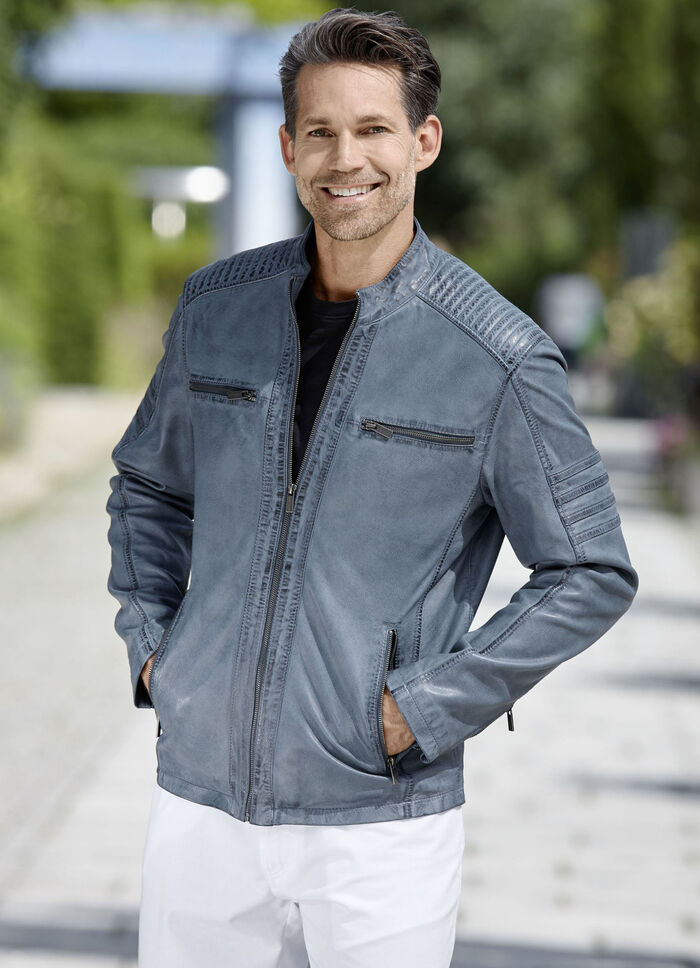 Lederkurzjacke mit Ziern&auml;hten 