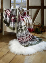 Kuschelige Wohndecke mit winterlichen Motiven GRÜN