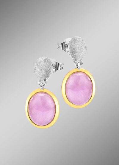 Ohrstecker in Bicolor mit Milky-Kunzit 