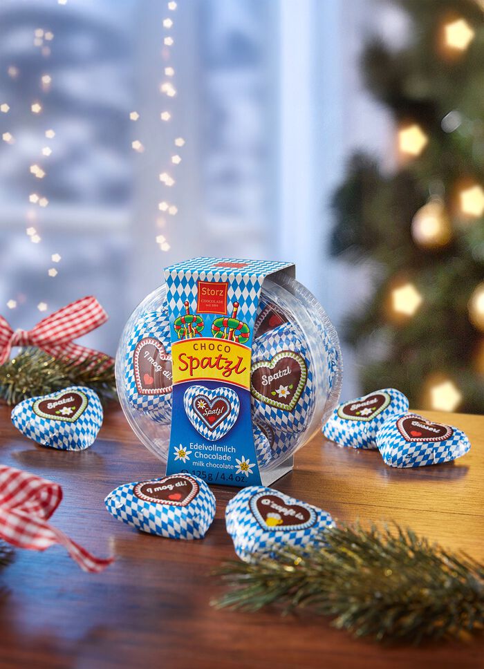 Edel-Vollmilchschokolade "Herz Spatzl" 