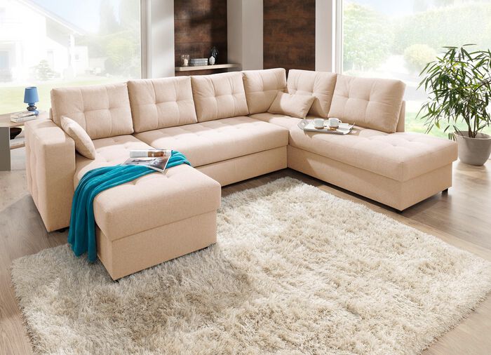 Polsterm&ouml;bel mit Bettfunktion verschiedene Ausf&uuml;hrungen BEIGE