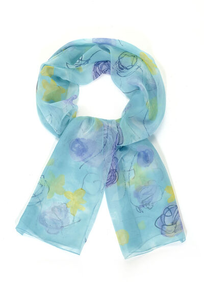 Schal mit Fantasiebl&uuml;ten-Dessin 