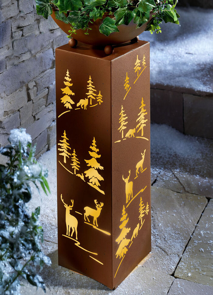 Dekos&auml;ule aus rostfarbenem, pulverbeschichtetem Eisen 