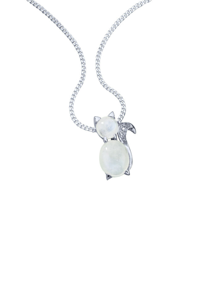 Kätzchen Anhänger mit echten Mondsteinen 