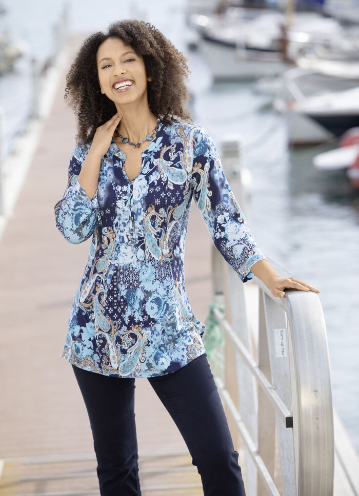 Shirt-Tunika mit Zierknopfleiste 