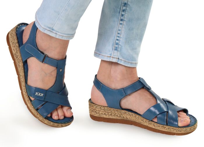 Andrea Conti Stegspangen-Sandale aus Rind-Nappaleder JEANS