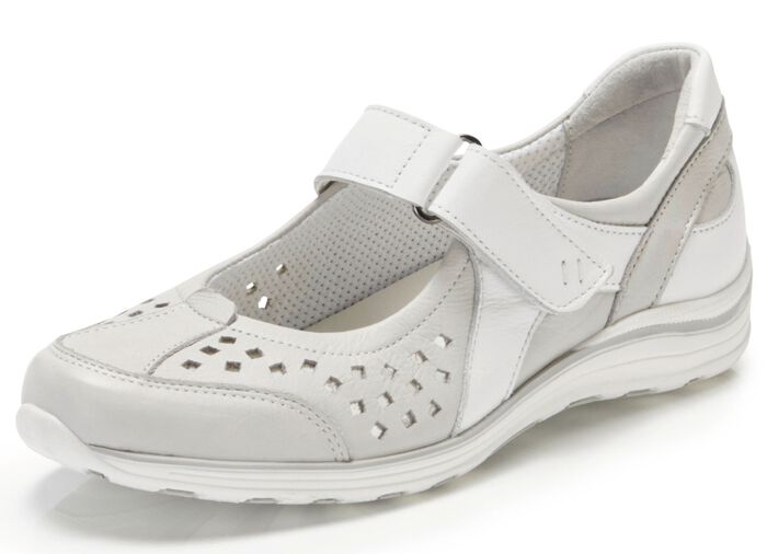 Toosoft Slipper mit zart schimmernden Bes&auml;tzen EISGRAU-WEISS