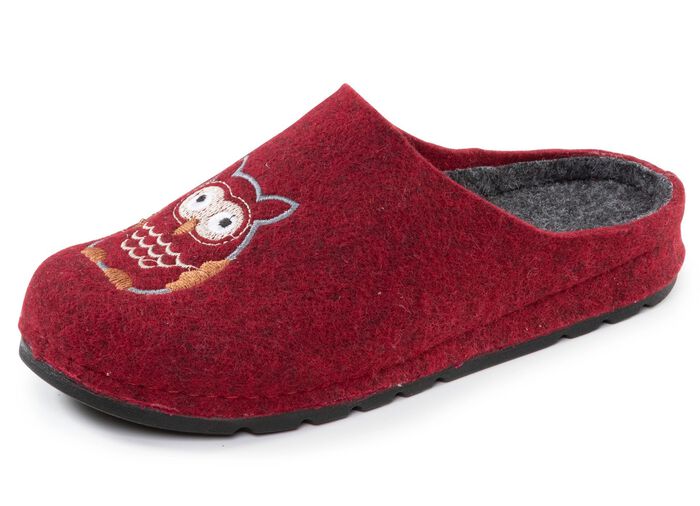 Klassische Damen-Hausschuhe, aus Filzmaterial GRANATROT
