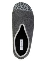 Laurina, trendige Damen-Hausschuhe, Weite H, mit Leo-Druck ANTHRAZIT-GRAU