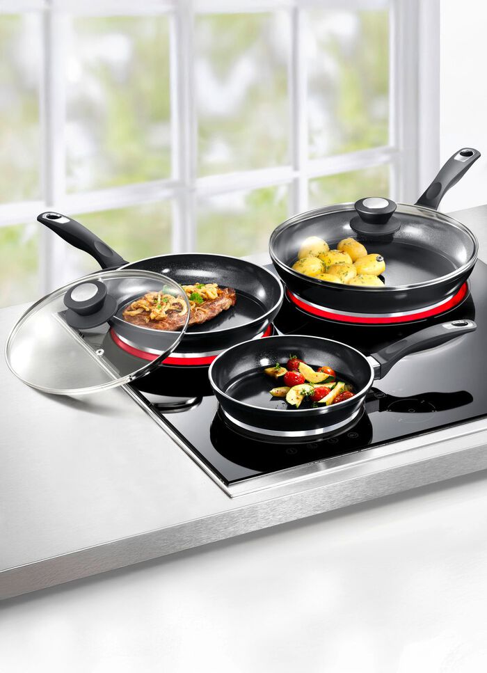 Aluguss-Profi-Pfannen-Set, 5-teilig, mit 3-facher Thermo-Keramikbeschichtung 