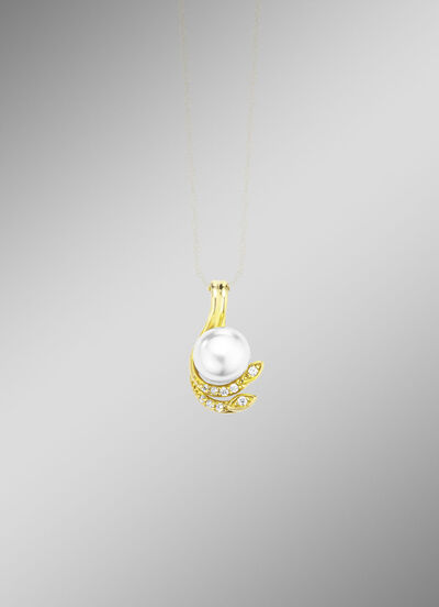 Eleganter Anhänger mit Süßwasser-Zuchtperle und synth. Zirkonia 