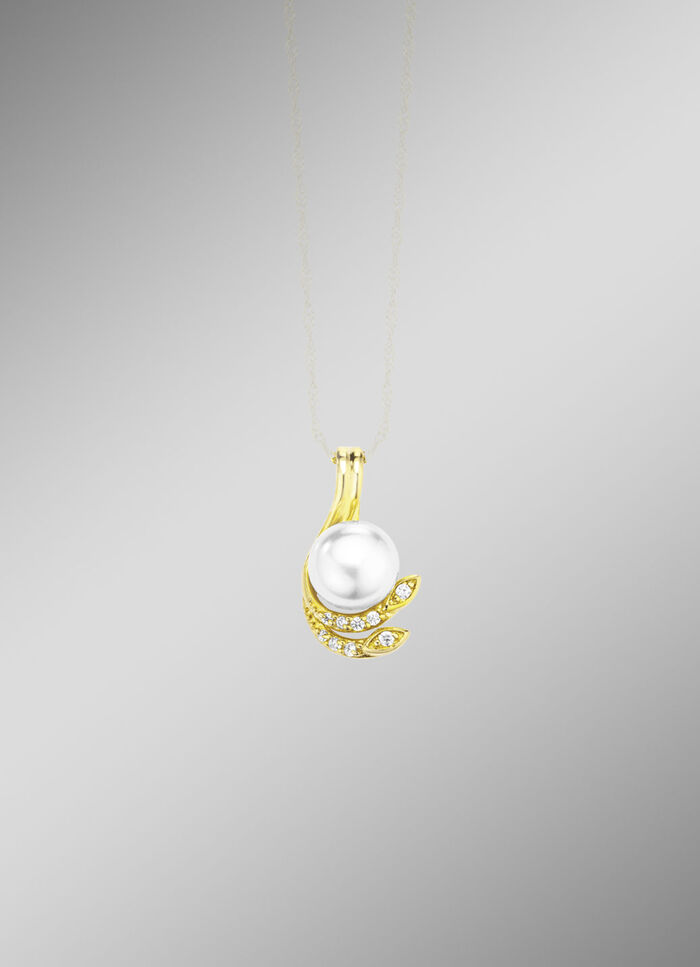 Eleganter Anhänger mit Süßwasser-Zuchtperle und synth. Zirkonia 