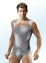 Viererpack Slips aus Feinripp mit Eingriff, uni bunt 2X STEINGRAU MELIERT, 2X JEANSBLAU MELIERT