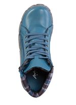 Andrea Conti Schn&uuml;r-Bootie mit Schaftrand aus kariertem Textil JEANS