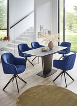 Drehbare Armlehnenstühle mit Samtbezug, 2er-Set BLAU