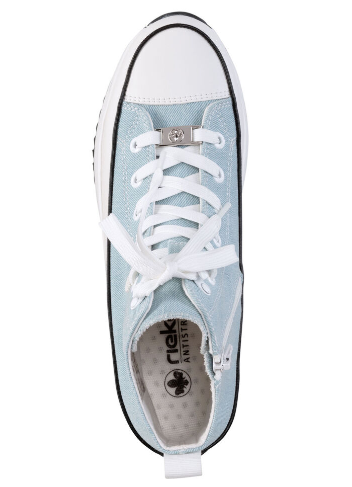 Rieker Schnür-Bootie in Leo-Print oder Denim-Style BLEU-WEISS