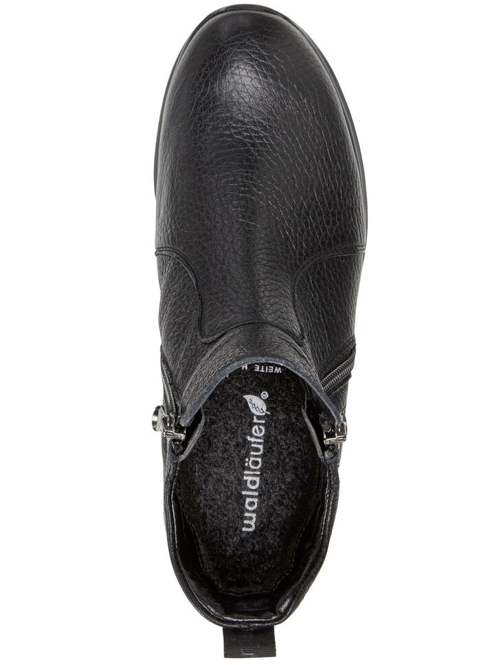 Waldläufer, bequeme Damen-Stiefeletten, Weite H, aus Hirschleder SCHWARZ