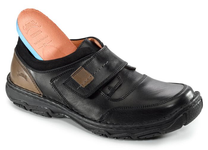 Klett-Slipper mit Kontrast-Eins&auml;tzen SCHWARZ-TAUPE