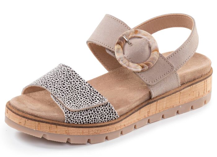ELENA EDEN, modische Damen-Sandalen, Weite H, mit herausnehmbarem Fu&szlig;bett SAND-BEIGE