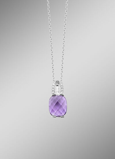 Zauberhafte Eleganz: Anhänger mit echt Amethyst und Ankerkette 