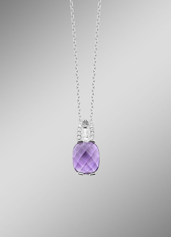 Zauberhafte Eleganz: Anhänger mit echt Amethyst und Ankerkette 