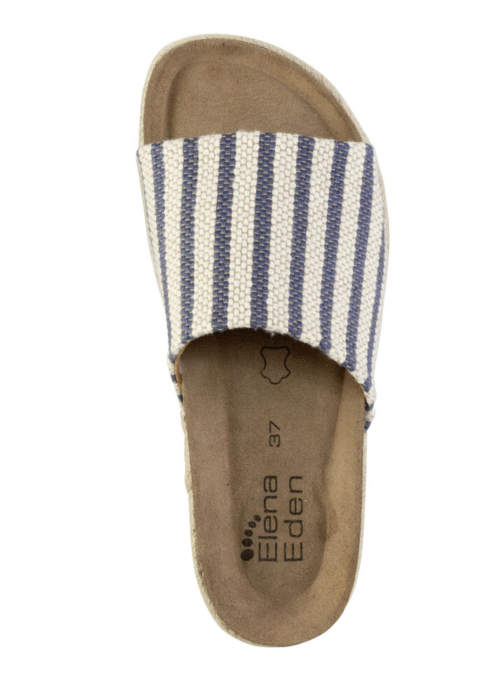 ELENA EDEN Pantolette aus grob gewebtem Textilmaterial JEANS-WEISS