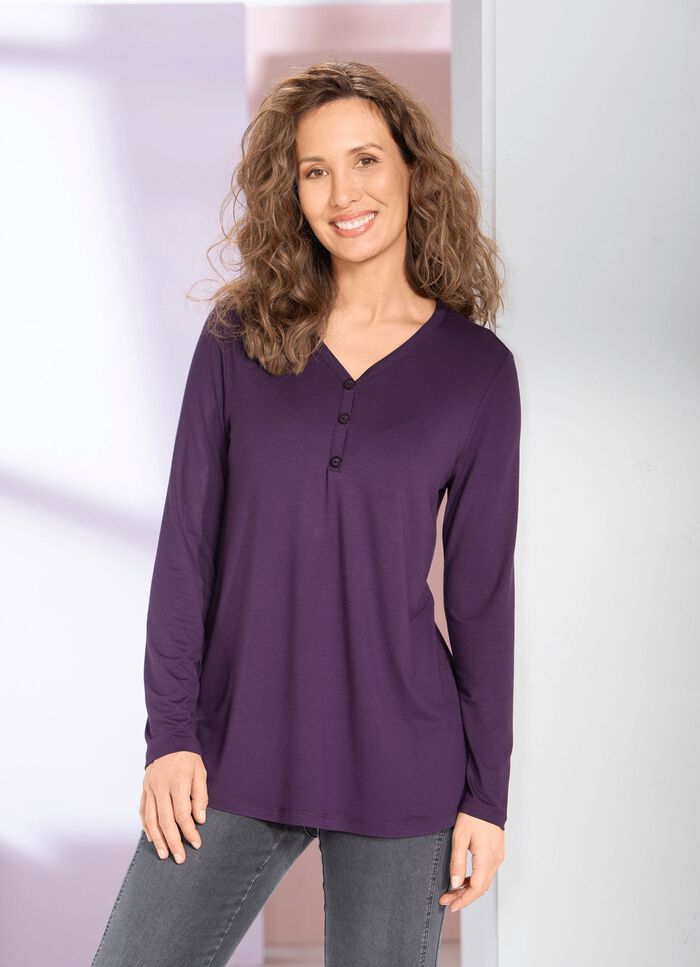 Shirt-Tunika mit kurzer Knopfleiste 