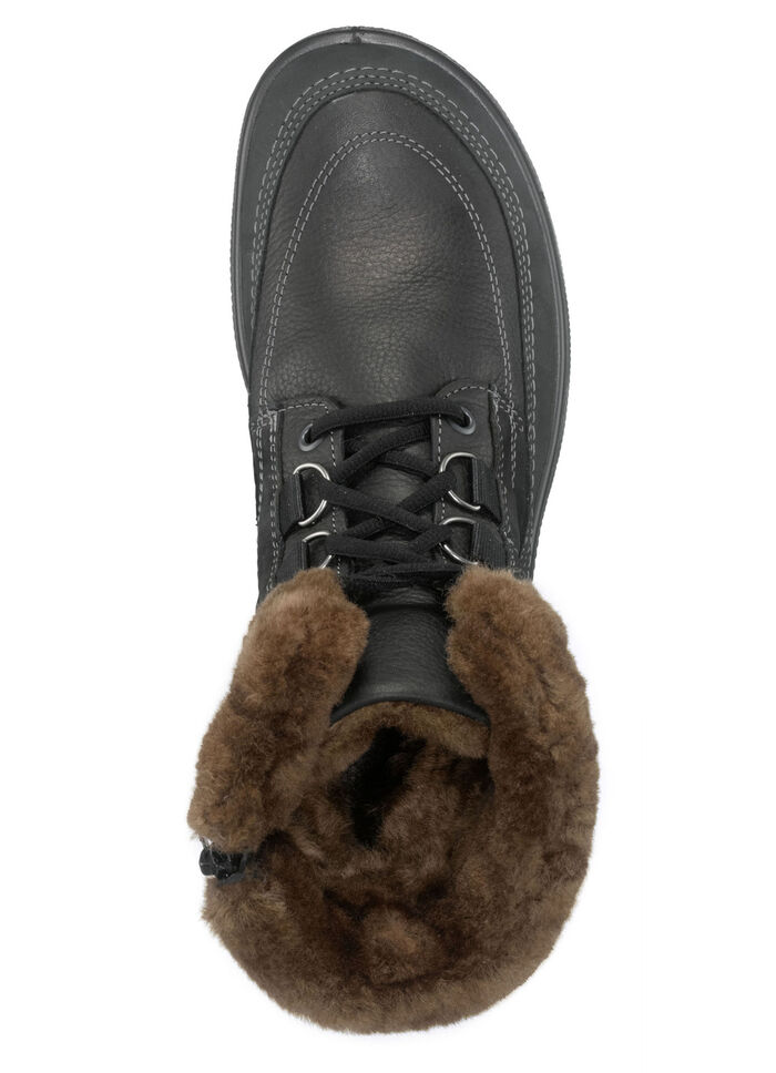 Schnür-Booties mit echtem Lammfellfutter SCHWARZ