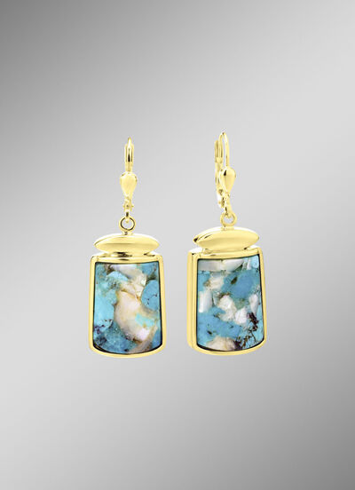 Ohrringe mit beh. T&uuml;rkis und beh. Perlmutt 