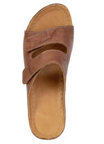 Bequeme Damen-Pantoletten, Weite G, mit Klettverschluss BRAUN