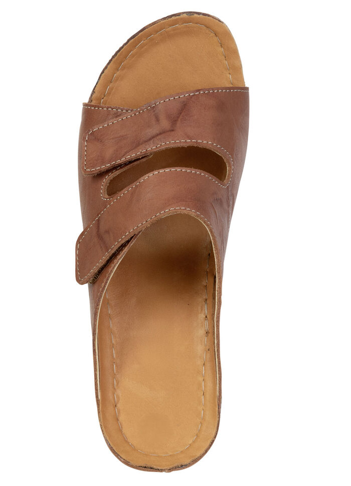 Bequeme Damen-Pantoletten, Weite G, mit Klettverschluss BRAUN