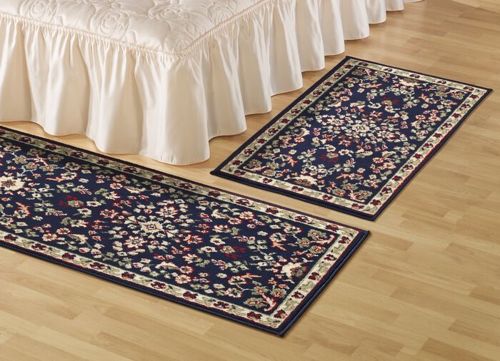 Ansprechende Teppiche, Brücken und Bettumrandung BLAU