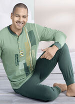 Schlafanzug mit Knopfleiste und Bündchenabschlüssen 