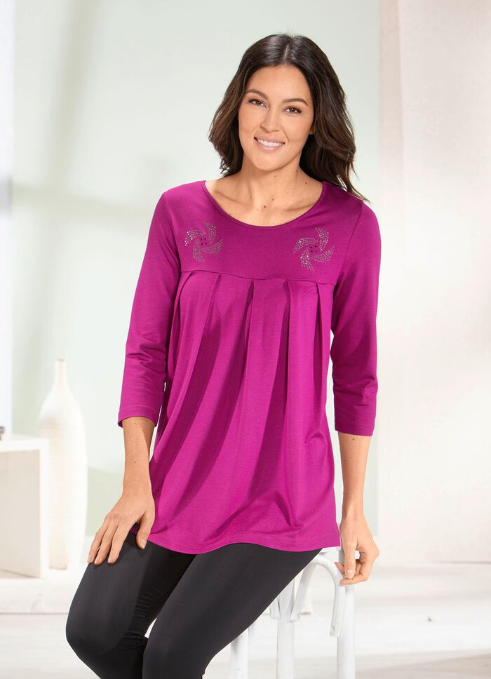 Longshirt mit Zierplättchen in 3 Farben FUCHSIA