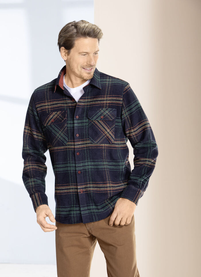 Kariertes Overshirt von "Milano Italy" MARINE-GRÜN-TERRAKOTTA