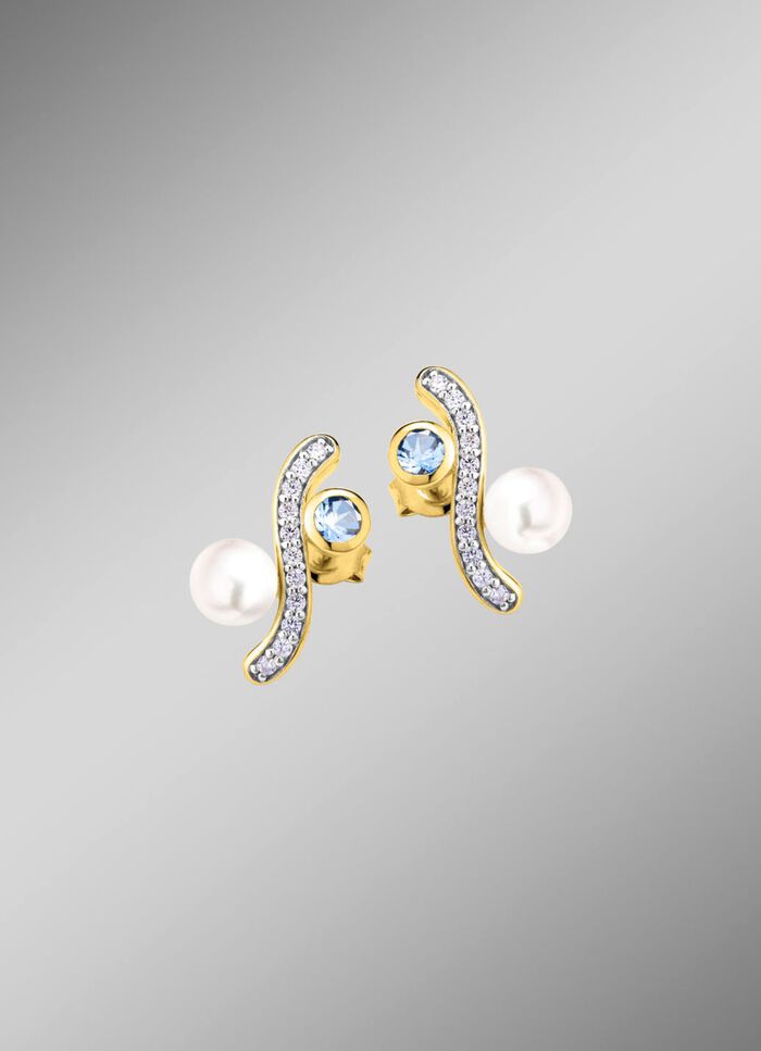 Eleganz mit einem Hauch von Farbe &ndash; Vergoldete Ohrstecker 