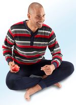 Schlafanzug aus Frottierstretch, mit Knopfleiste und B&uuml;ndchenabschl&uuml;ssen 