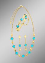 Schmuckset,  3-teilig, mit Kristallsteinen in T&uuml;rkis 