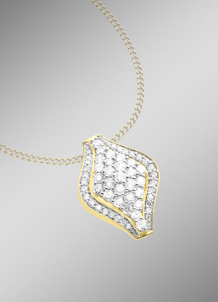 Stark ausgefasster Anhänger mit Brillanten 