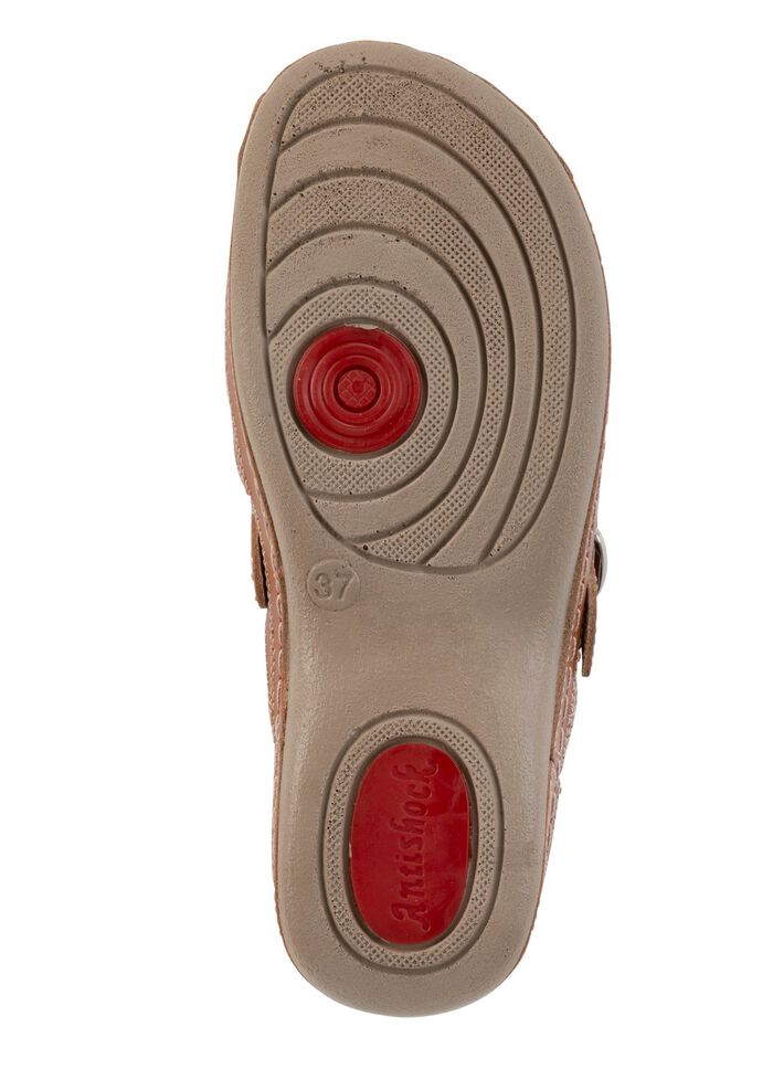 ELENA EDEN, sommerliche Damen-Clogs, Weite G, mit verstellbarer Schlie&szlig;e COGNAC