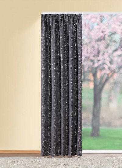 Übergardine mit hübschem Rosen-Dessin 