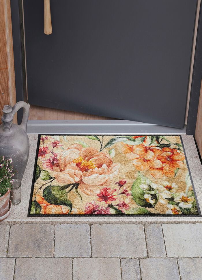 Fu&szlig;matte Blumen mit rutschhemmender R&uuml;ckseite 