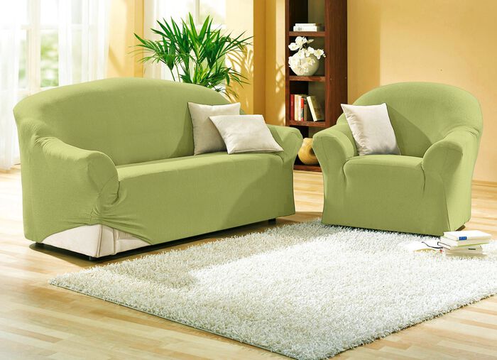 Sch&uuml;tzende Stretchbez&uuml;ge f&uuml;r Sessel und Sofa GR&Uuml;N