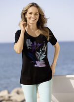 Schwarzes Shirt mit Kontrastdruck 