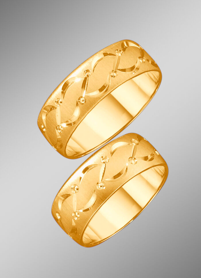 Schwerer Trauring mit doppelter Diamantierung 