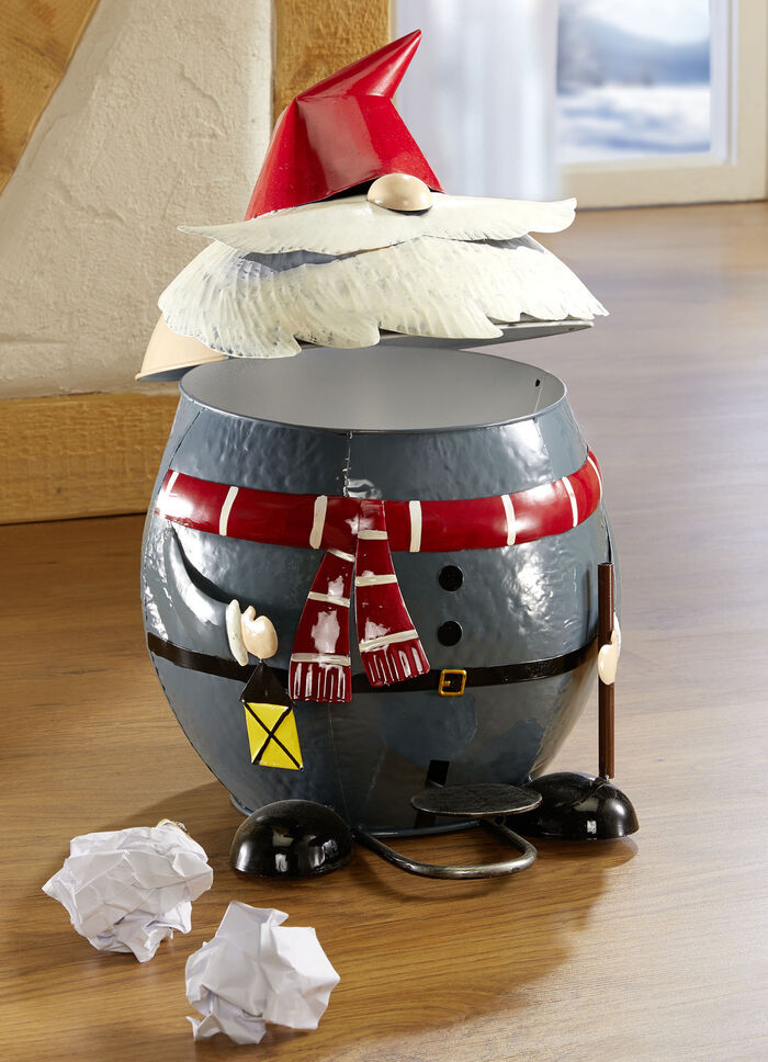 Mülleimer Wichtel aus Metall mit Tretmechanismus 