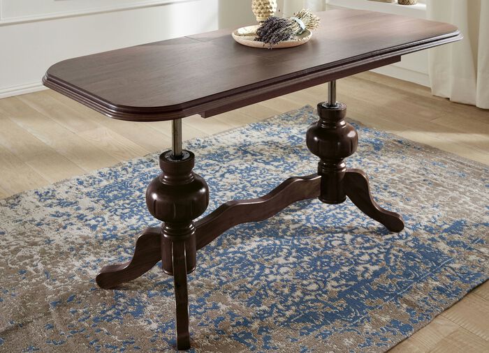 Couchtisch mit Massivholzgestell NUSSBAUM