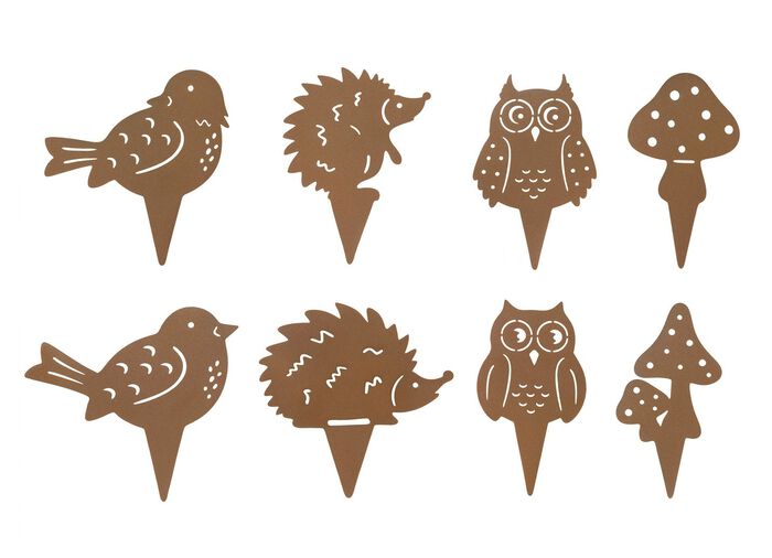 Dekostecker aus gerostetem Metall, 8er-Set 