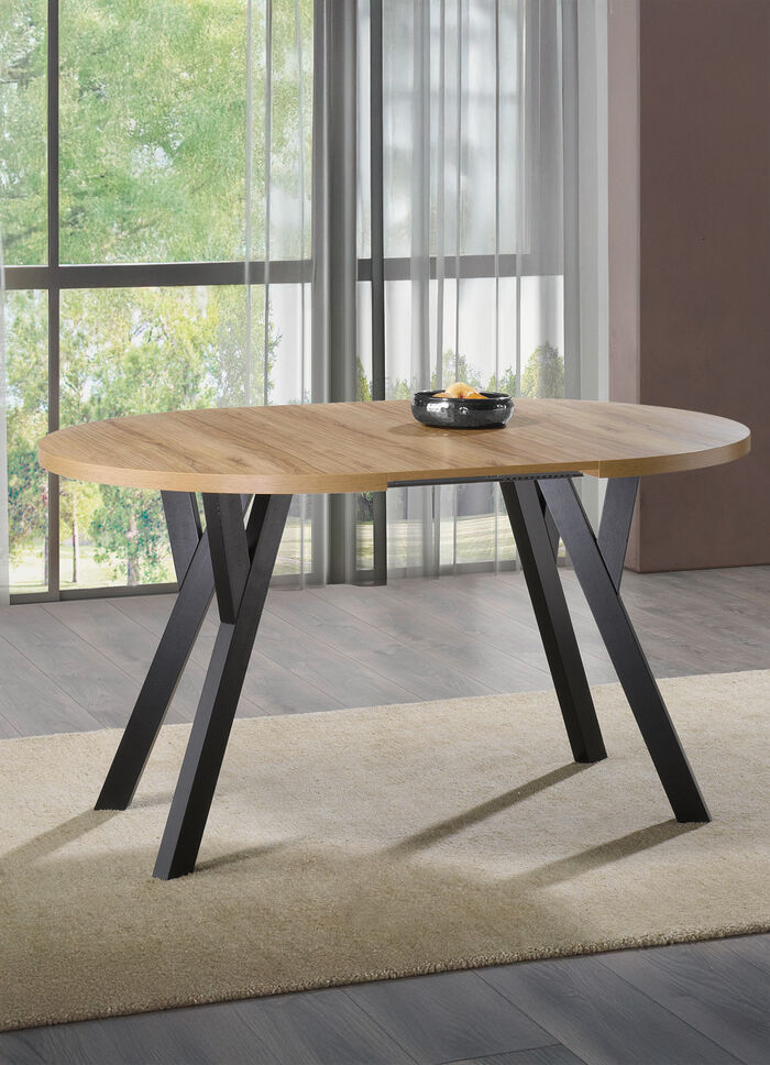 Esstisch mit Auszug auf massiven Buchenholzfüßen 