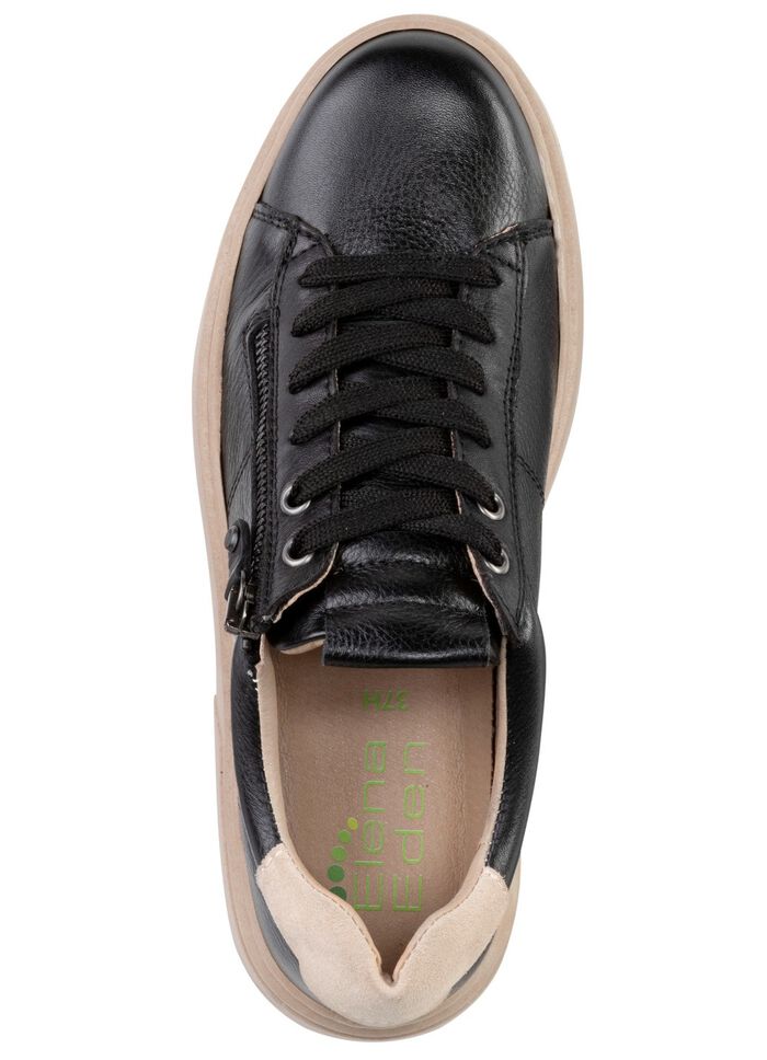 ELENA EDEN Schn&uuml;rschuh mit Velour-Besatz SCHWARZ-BEIGE